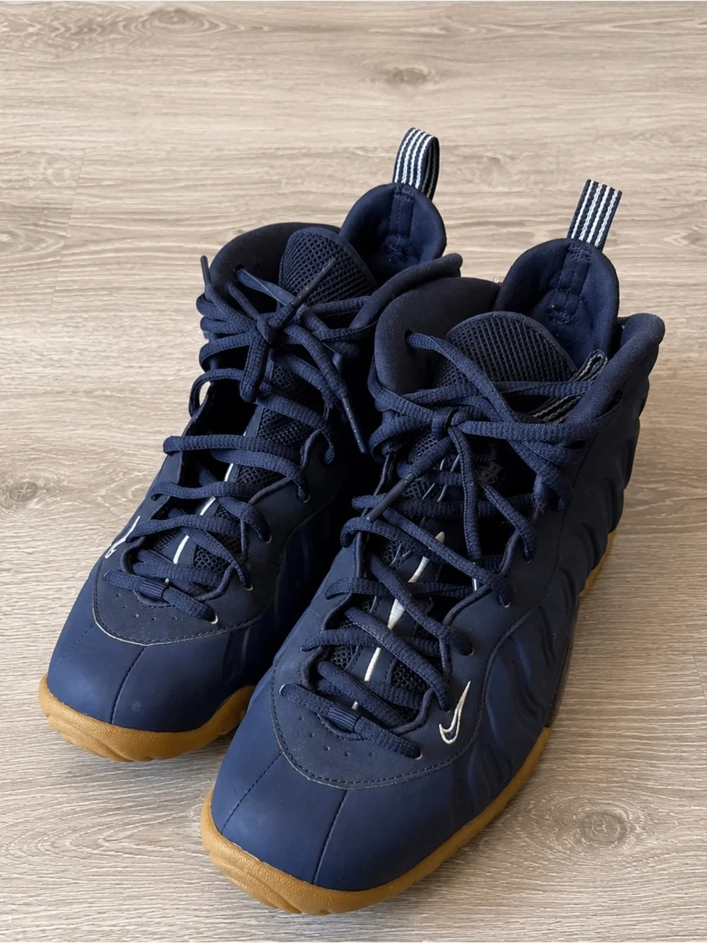 Nike Air Foamposite One Obsidian Gum Navy Blue Sneakers Youth 7Y